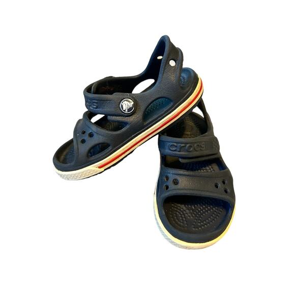 Kids Crocs Navy Blue With Red Sandals- Size 6-‎ Straps - Picture 1 of 11